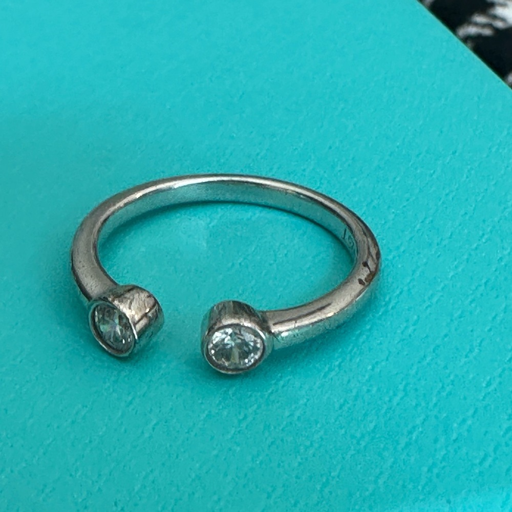 Touchstone Crystal Open Mind Sterling and Zirconia Silver Ring